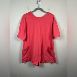 Free People FP Movement Printed Hot Shot Tee Romper Coral EUC Smalll